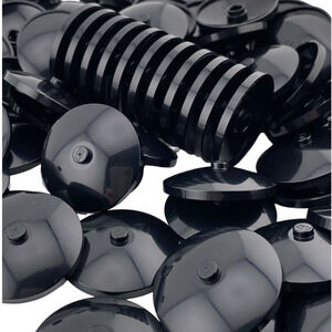 100 Lego Round Black Specialty Caps Plate 2x2 - New - A491